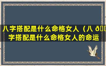 八字搭配是什么命格女人（八 🐛 字搭配是什么命格女人的命运 🦄 ）